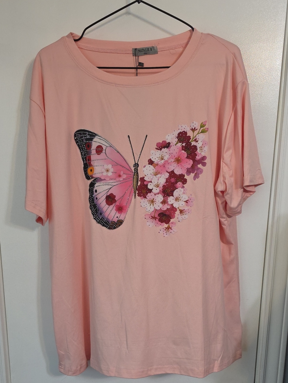 NWT BUTTERFLY SILVER STUDDED TEE Sz 2XL